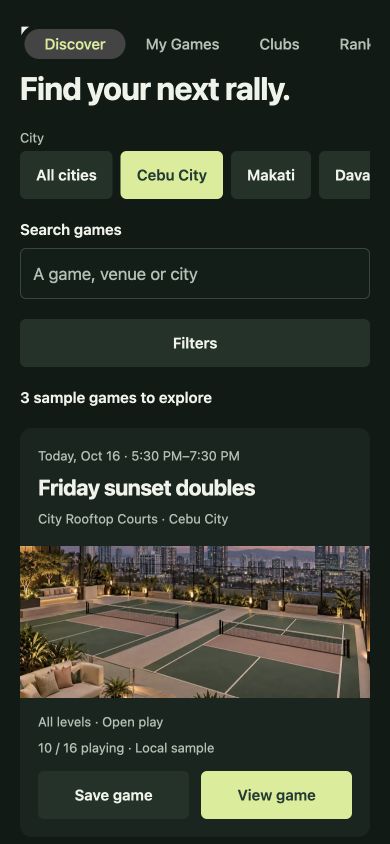 Actual Discover screen from the DinkRank browser preview